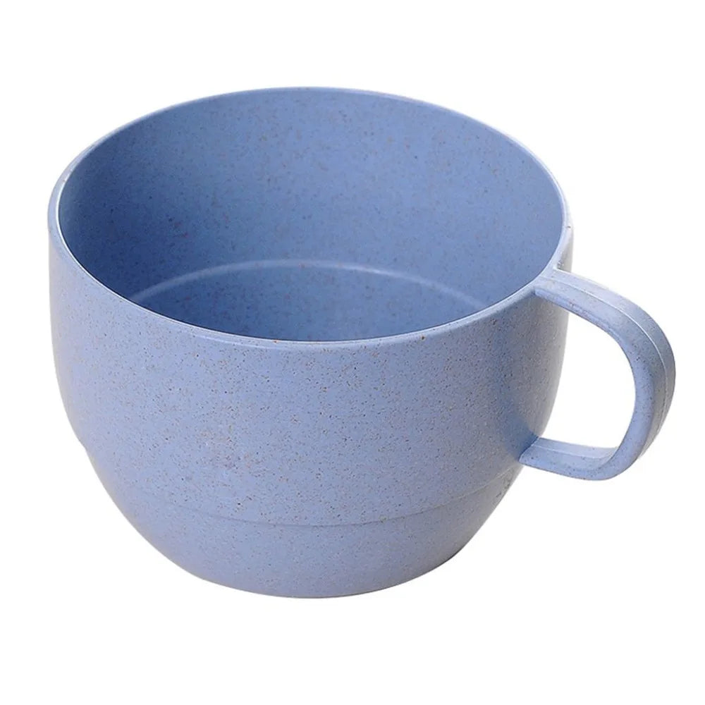 1 pcs Wide Mouth Reusable Kitchen Supplies with Handle Eco-friendly Drinking Cup Wheat Straw Cup Drinkware Coffee Mug