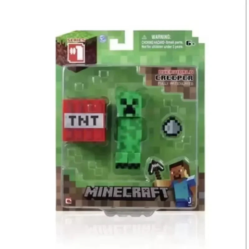 New Minecrafts Steve Alex Zombie Villager Action Figures Model Anime MC Game Puzzle Assembled Toy Doll Mini Weapon Kids Gifts