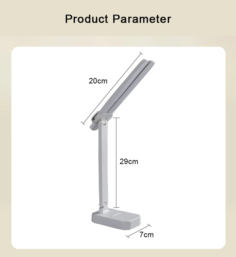 LED Desk Lamp USB Rechargeable Touch Night Light 3 Levels Dimmable Eye Protection Foldable Table Lamp For Bedroom Bedside Readin