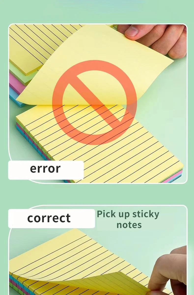 200sheets Line Sticky Notes 4 Colors Portable Student Note Marker Writing Sticky Notes Self-Adhesive Easy To Apply Notepad
