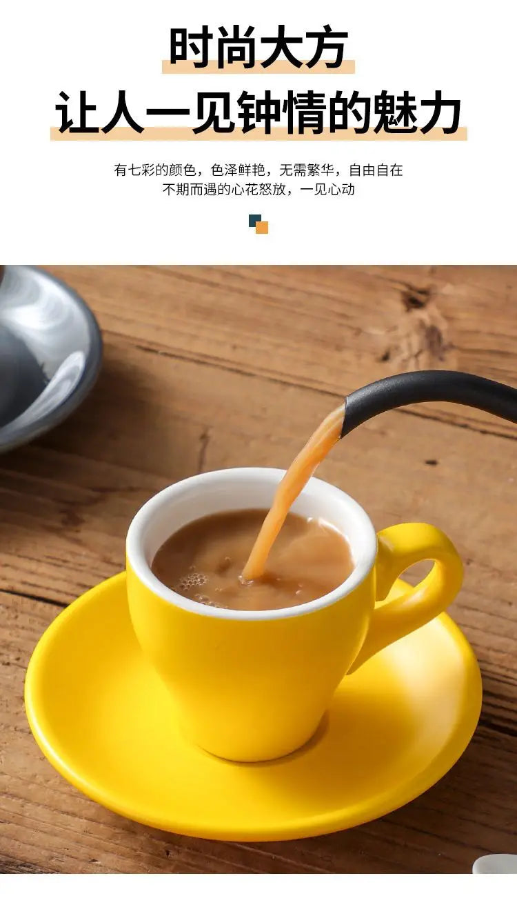 Thickened Ceramic Coffee Cup Set 80ML Italian Espresso Cup Plate Small Cup Colorful with Plate Spoon Drinkware