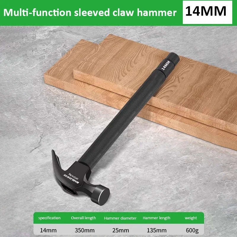 Multifunction High CarbonSteel Claw Hammer with 14/17/19mm Socket Wrench Reduction Handle Maintenance Installation Hand Tool