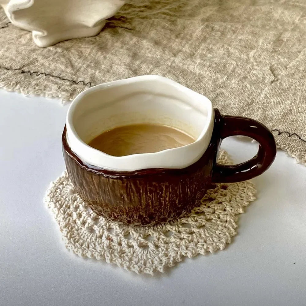 High value ins retro hand-squeezed irregular ceramic mark coconut cup coffee cup oat breakfast water cup