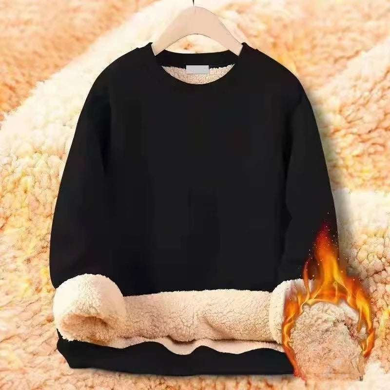 Men's New Winter Warm Fleece Lined T Shirt Thick Crew Neck Solid Basic Pullover Sweatshirt Thermal Comf Underwear Tops Clothing