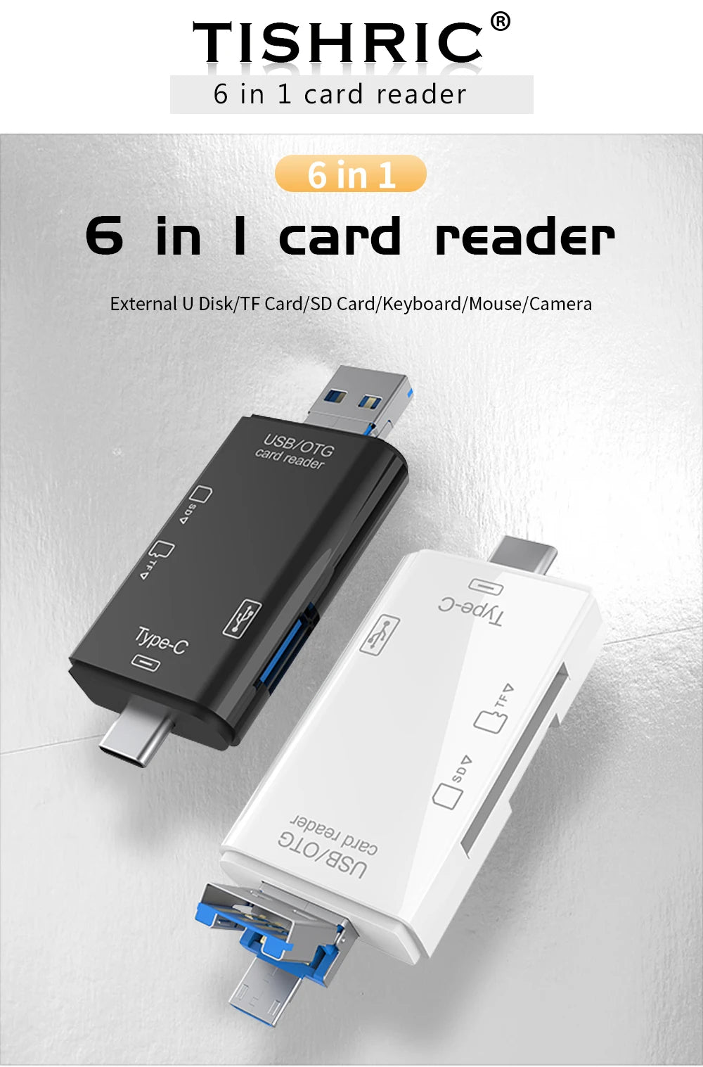 TISHRIC Micro USB Type C Adapter USB TF SD Card Reader USB-C Memory Card Adapter For Macbook Samsung Huawei XiaoMi Laptop Phone