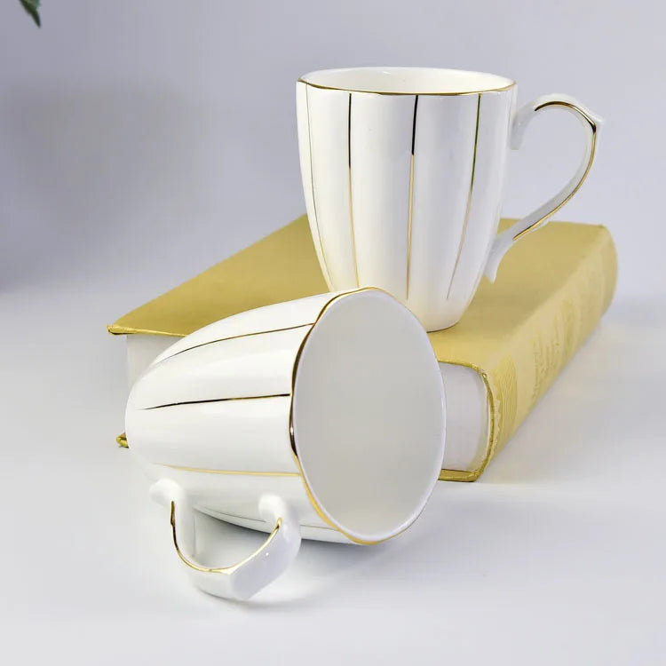 300ml Bone Ceramic Phnom Penh Silver Border Mug China Relief Moonlight Cup Office Gift Coffee Milk Tea Cup With Handle