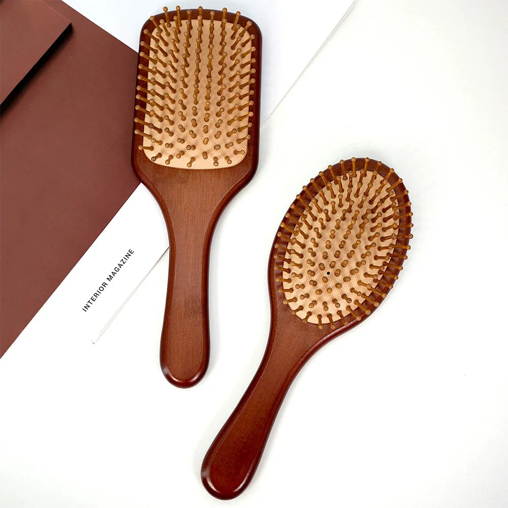 Bamboo Hair Brush Air Bag Wide Teeth Bamboo Combs Smooth Massage Scalp Brush Barber Comb Women Hairdressing Styling Hair Tools