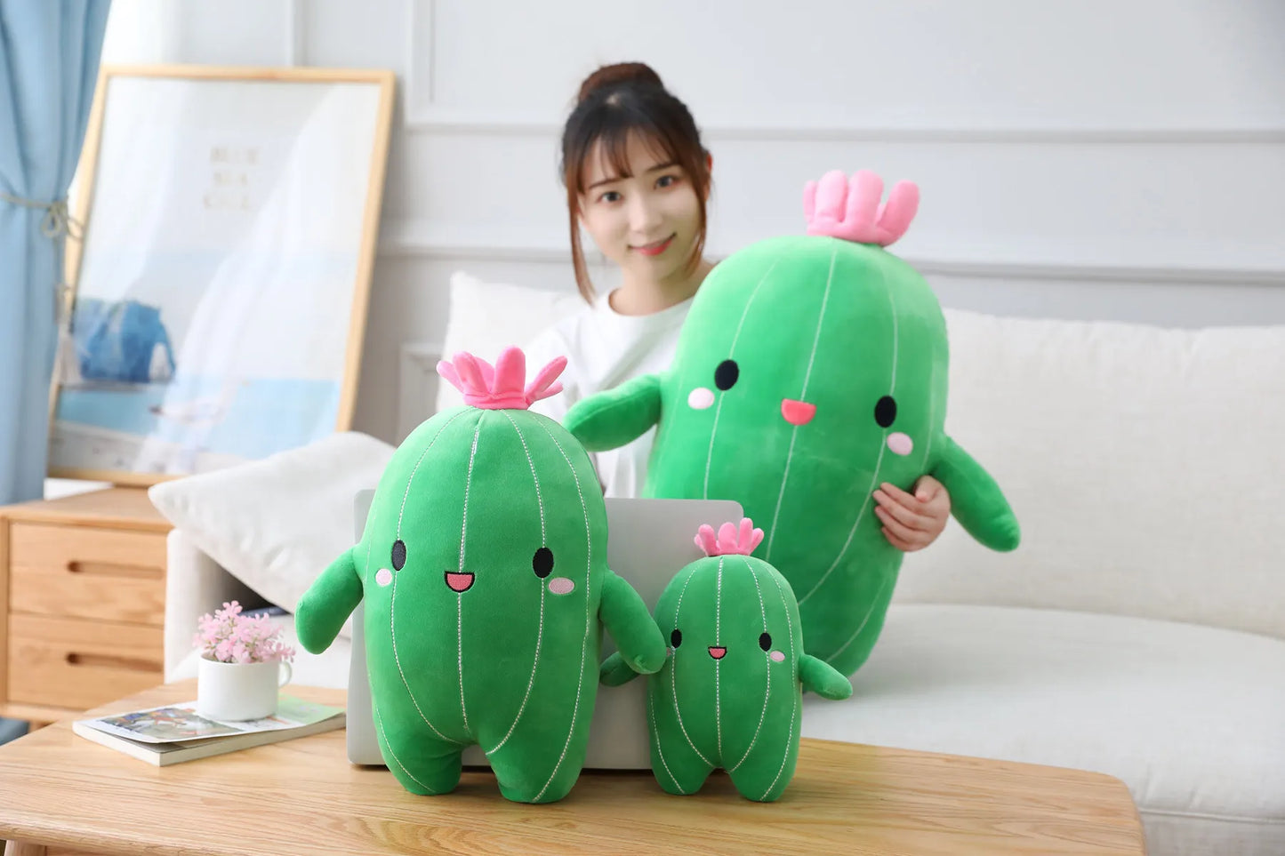 25/40/65cm Kawaii Simulation Cactus Plush Toy Cute Stuffed Plants Plushies Dolls Cartoon Soft Throw Pillow Kids Toys Home Decor