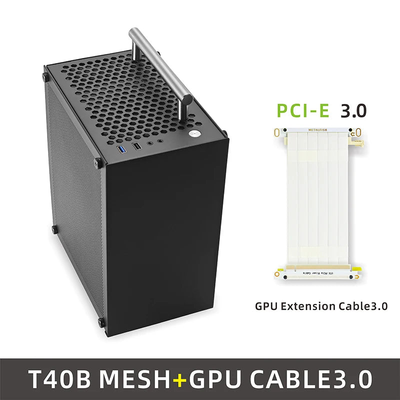 METALFISH T40 Mini ITX Black Case 7L Gaming Computer Chassis Compact transparent PC Support SFX PSU/70mm Cooler/206mm GPU