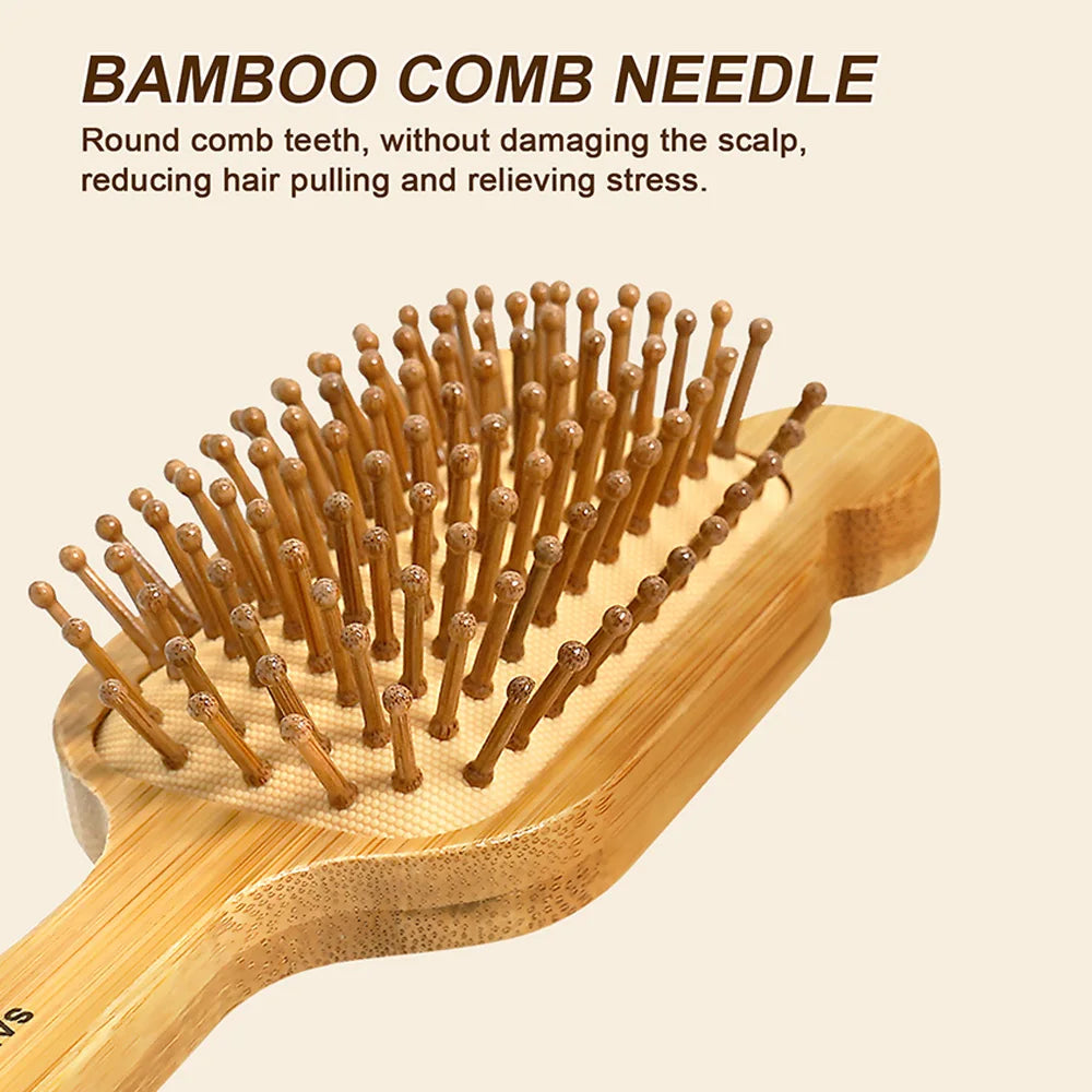Bamboo Hair Brush Air Bag Wide Teeth Bamboo Combs Smooth Massage Scalp Brush Barber Comb Women Hairdressing Styling Hair Tools