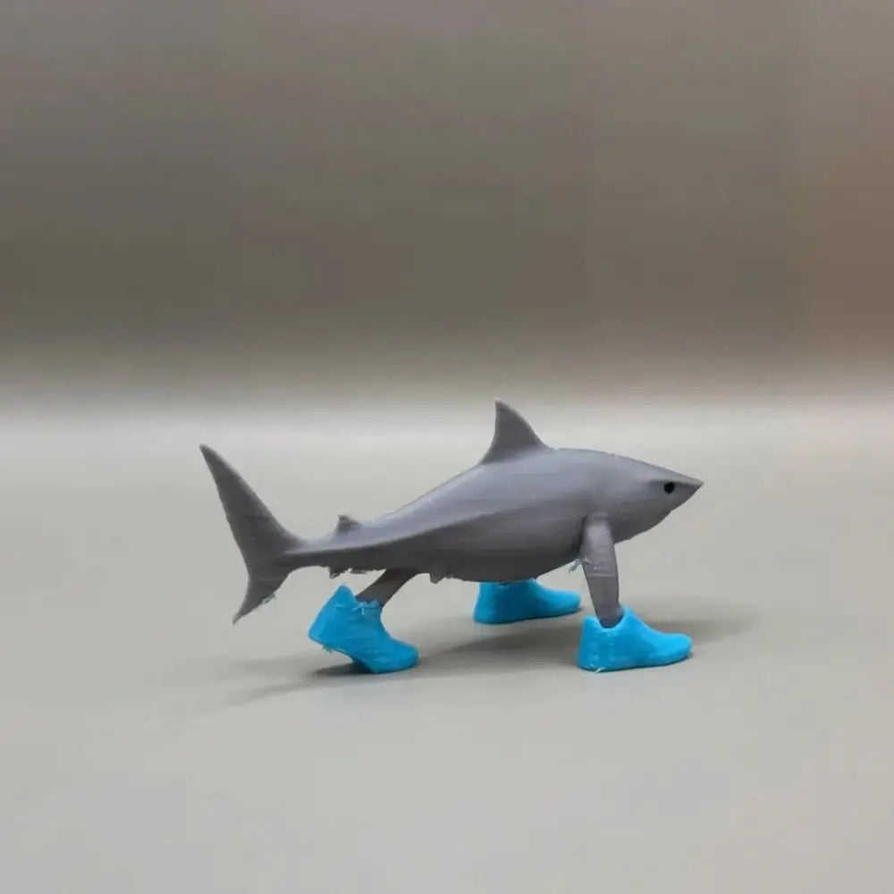 Desk Decor Wear Shoes Sharks 3D Printed Collectible Shark Figurine Toy Shark in Sneakers Statue Shark Meme Figurines