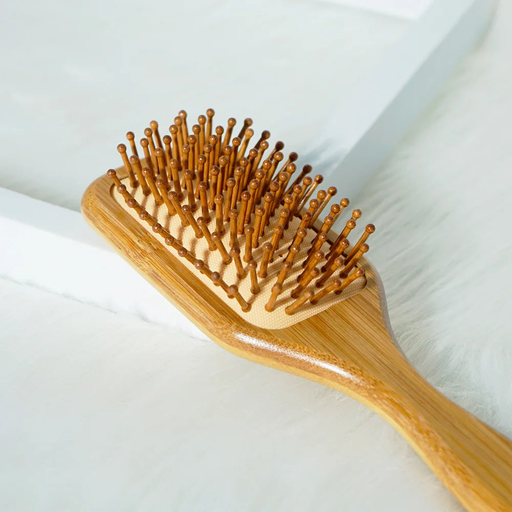 Bamboo Hair Brush Air Bag Wide Teeth Bamboo Combs Smooth Massage Scalp Brush Barber Comb Women Hairdressing Styling Hair Tools