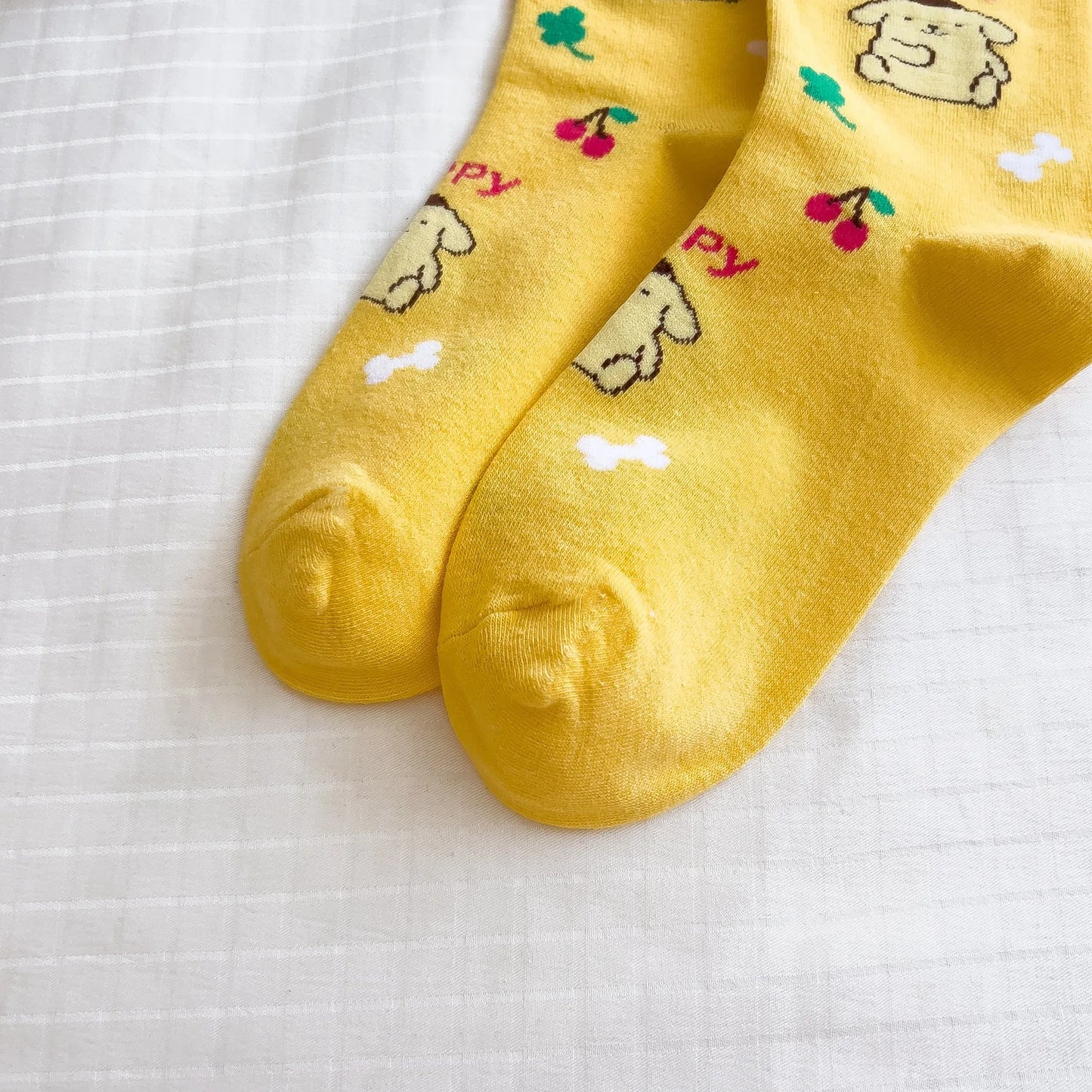 Sanrio Mymelody Cinnamoroll Pom Pom Purin Mid Length Socks Ins Breathable Minimal Design Leisure Sports Socks Girls Gifts Lovely