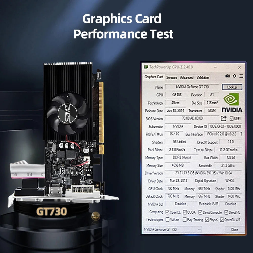 GT730 GT610 4GB 2/1GB DDR3 Graphics Card Desktop Gaming Video Card HDMI-Compatible VGA DVI PCI-E 16X Low Profile Graphics Cards