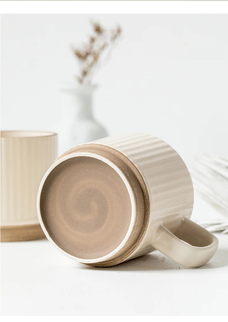 2PCS 250ML Antique Relief Mug Ceramic Water Cup Coffee Cup Household Water Cup Coffee Shop Milk Cup