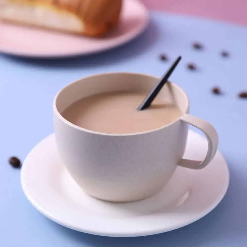 1 pcs Wide Mouth Reusable Kitchen Supplies with Handle Eco-friendly Drinking Cup Wheat Straw Cup Drinkware Coffee Mug
