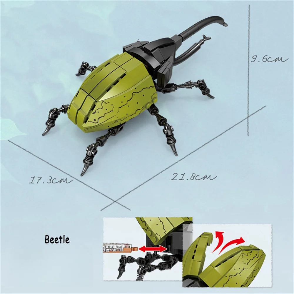 Rhinoceros Beetle Colorful Insect 3D Model Building Blocks Toy Easy Assembly Puzzle Toys Perfect Holiday Gift for Kids Birthday