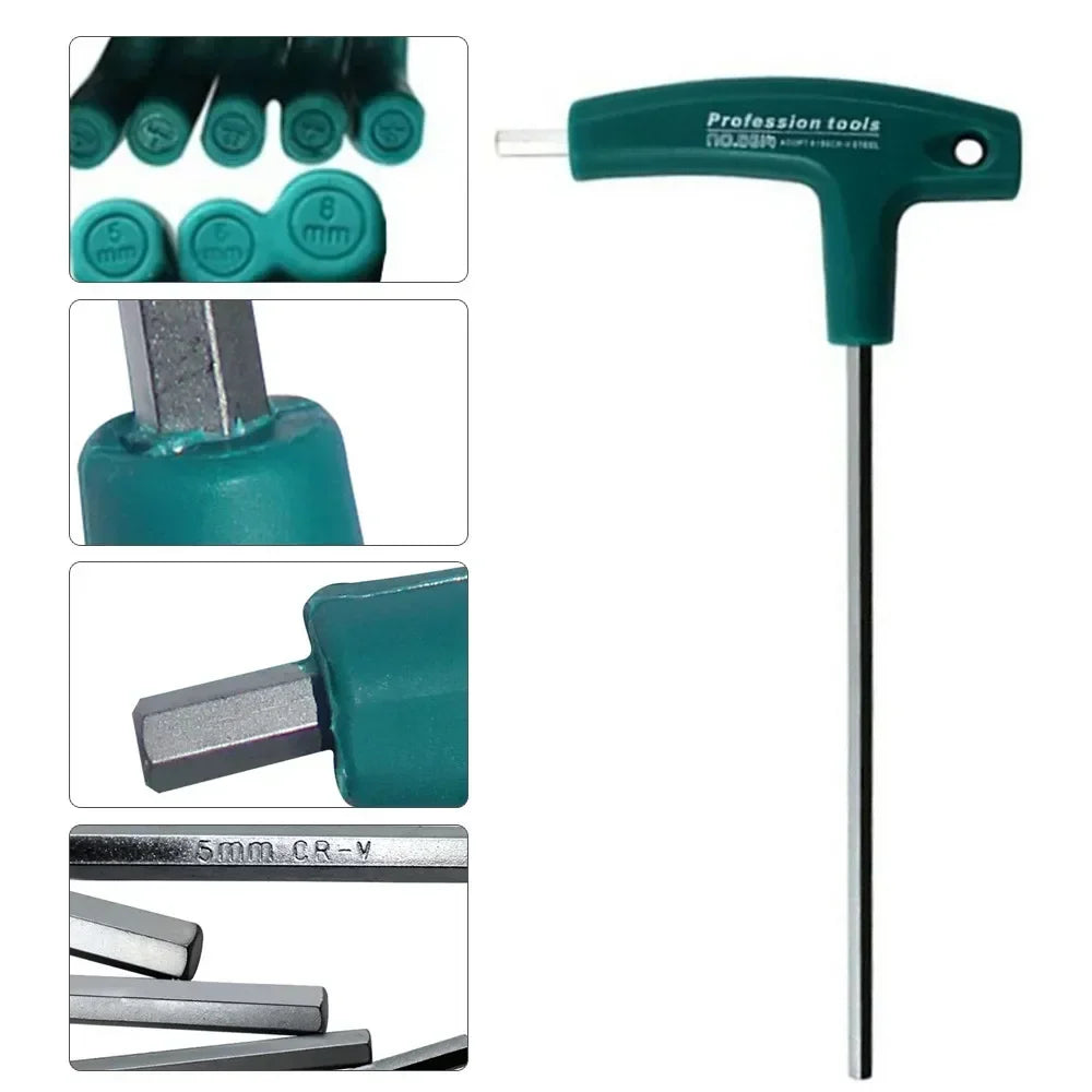T-Handle Spanner Allen Key Hex Wrench Cr-v Alloy Flat Head Hexagon Universal Screwdriver Hand tool Universal Quick Snap Adapter