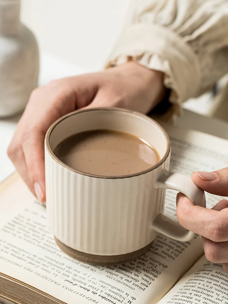 2PCS 250ML Antique Relief Mug Ceramic Water Cup Coffee Cup Household Water Cup Coffee Shop Milk Cup