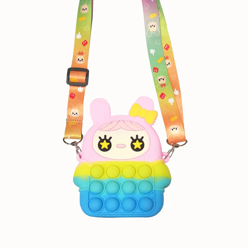 37 styles Fidget Toys Silicone Push Bubble Crossbody Bag Sensory Reliver Autism Adults Kids Handbag Squeeze Toys for Kids gifts