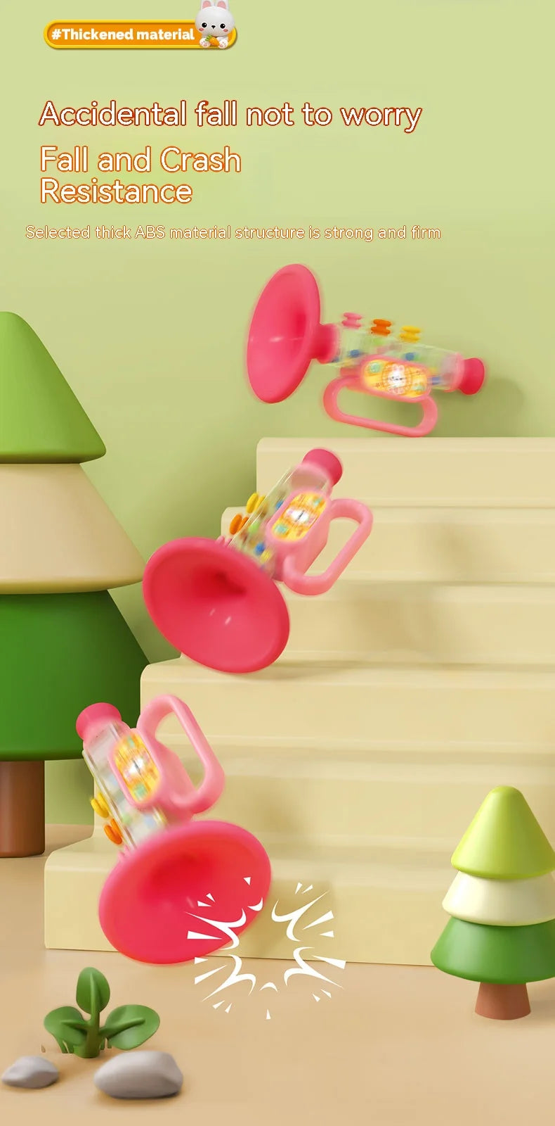 Little Rabbit Horn Children's Toy, Baby Will Blow Cartoon Harmonica Whistle Musical Instrument