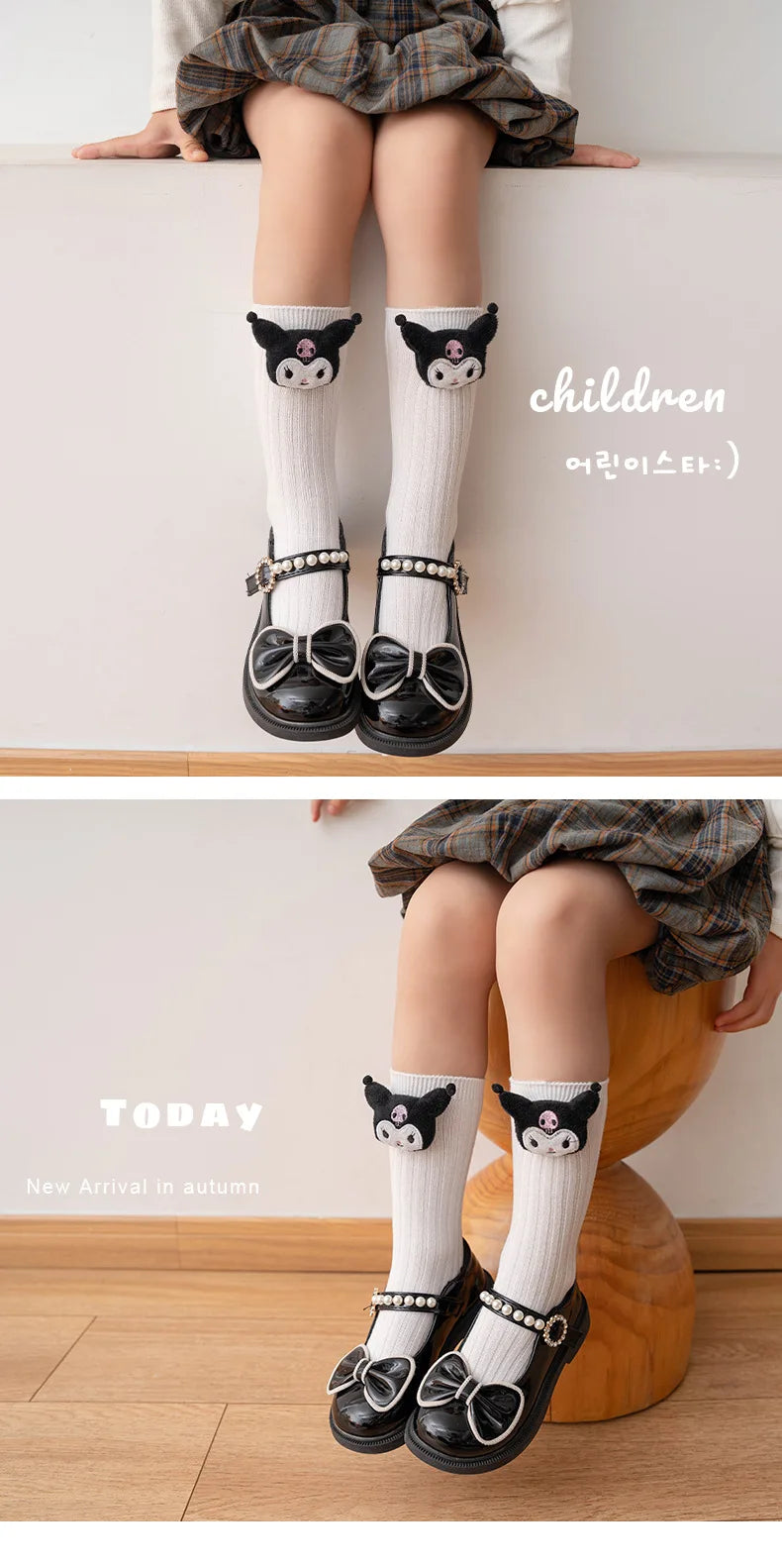 Kuromi Melody Cinnamoroll Kitty Cat Sanrio Socks for Children's Girls Cartoon Kawaii Korean Style Mid-Tube Trendy Student Socks