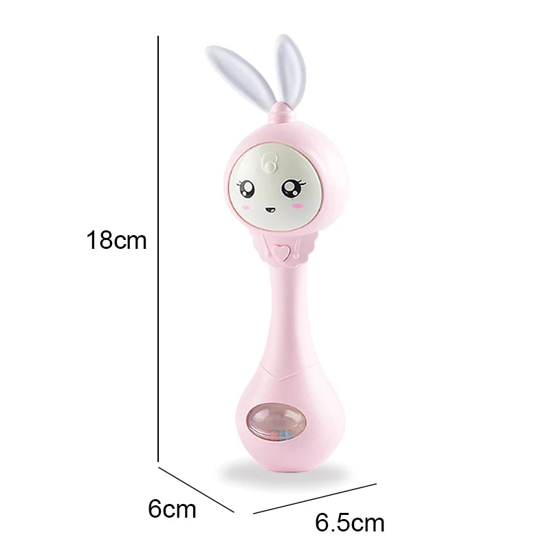 Baby Music Flashing Rattle Toys Rabbit Teether Hand Bells Mobile Infant Stop Weep Tear Rattles Newborn Early Educational Toy 18M