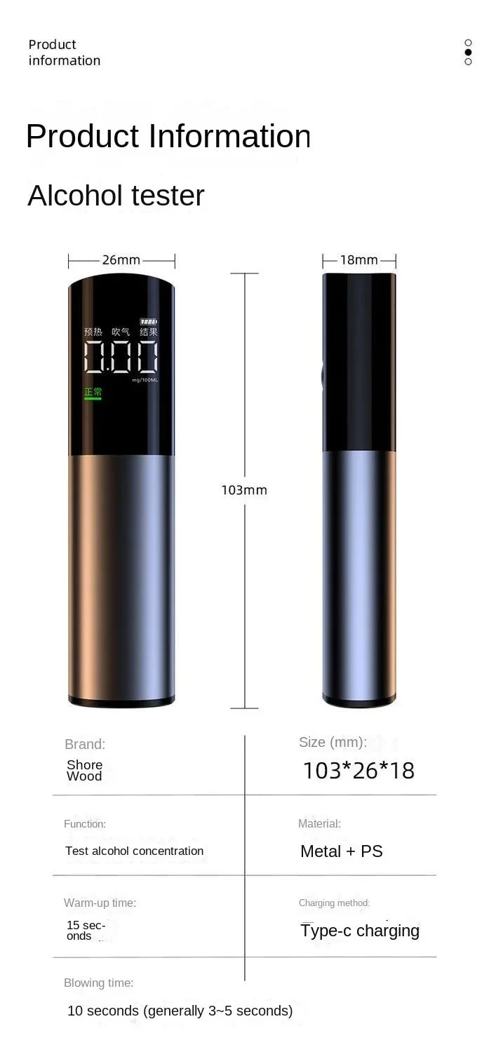 Xiaomi ANMU Automatic Alcohol Tester Electronic Breathalyzer LED Display Portable Rechargeable Non-Contact Alcohol Test Tools
