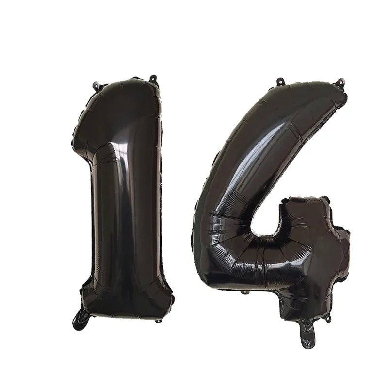 2Pcs 32 Inch Gold Silver Black Blue Red Helium Foil Number Balloon 10 11 12 13 14 15 Happy Birthday Party Decoration Supplies