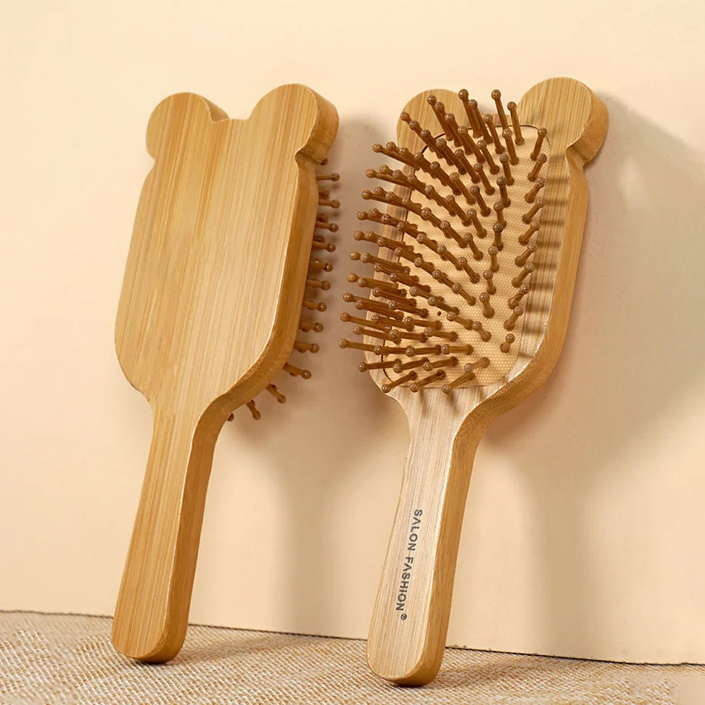 Bamboo Hair Brush Air Bag Wide Teeth Bamboo Combs Smooth Massage Scalp Brush Barber Comb Women Hairdressing Styling Hair Tools