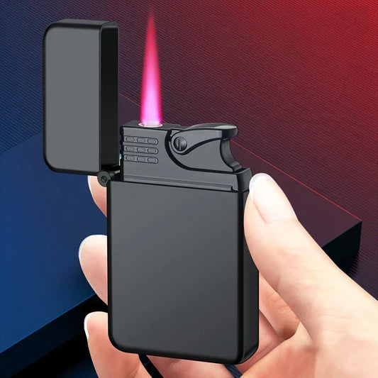 Windproof Metal Lighter Waterproof Portable Cigarette Lighter Red Fire Flame Direct Cigar Gas Lighter Smoke Accesoires for Men