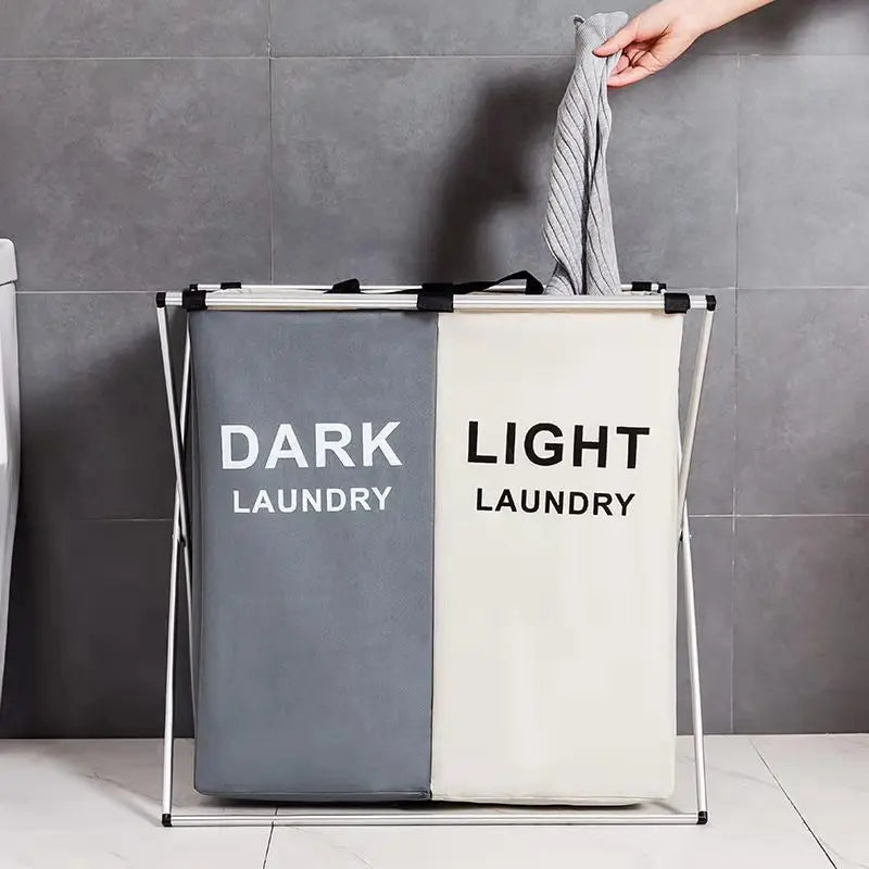 1 PC Large Laundry Hamper 3 Sections Divided Laundry Basket Foldable Washing Dirty Cloth Storage Bag