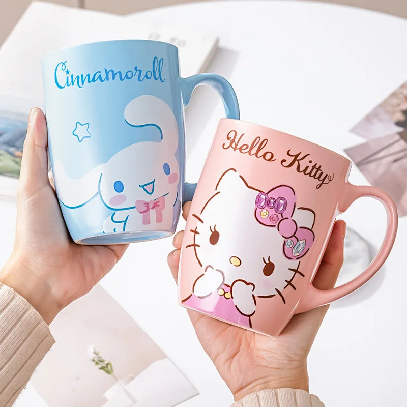 Miniso Sanrio Ceramic Mug Large Capacity 600ml Kuromi Cinnamoroll My Melody Coffee Milk Cup Couple Cup Drinkware Gifts