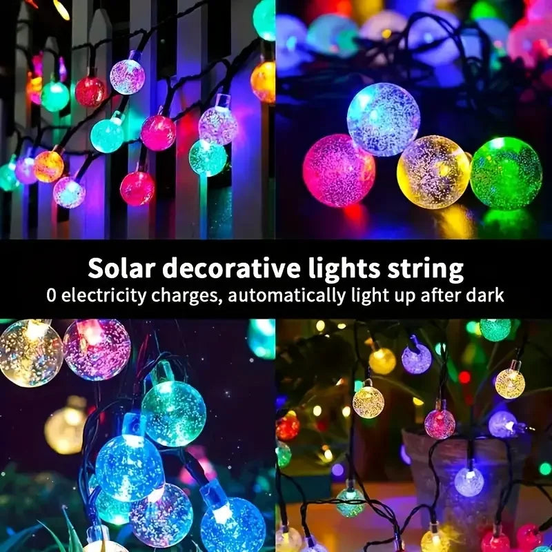 Solar Bubble Ball Light String Lights Outdoor Crystal Globe LED Fairy Lights Garden Party Easter Christmas Wedding Decorations