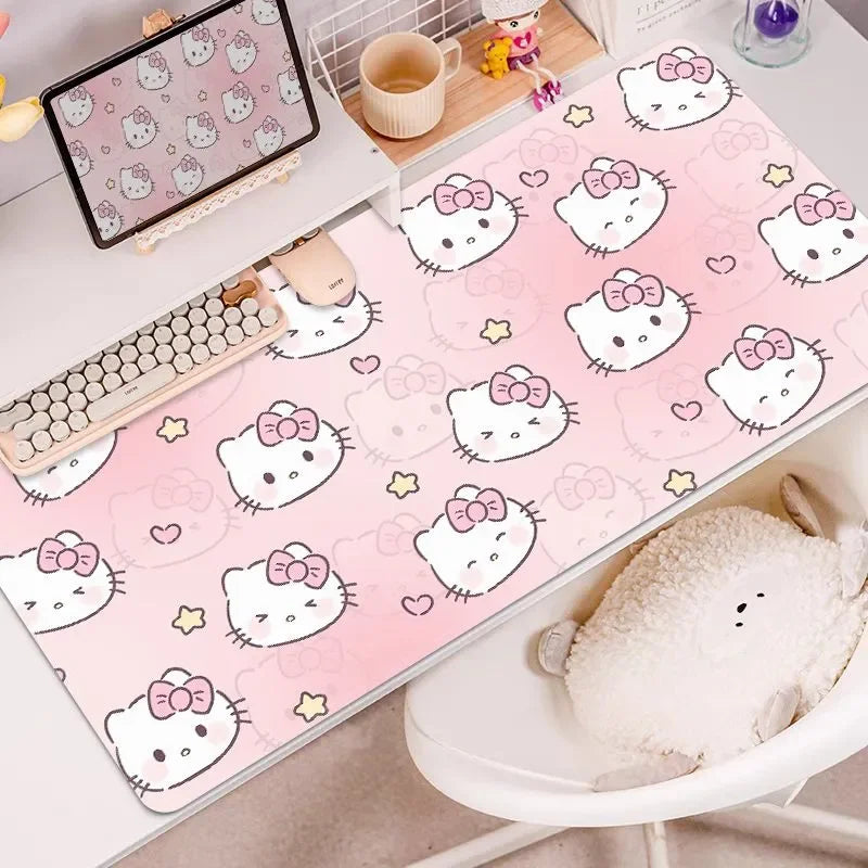 Sanrio Hello Kitty Kawaii Pink Mouse Pad XXL Large Computer Desk Pad Cartoon Cute Keyboard Pad Kitty High Beauty Washable Pad