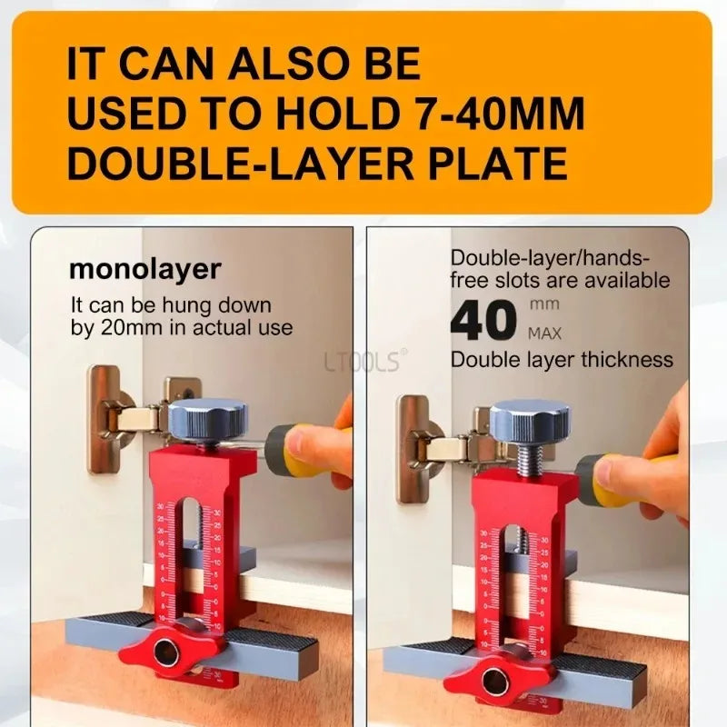 2 in 1 Cabinet Door Installation Positioner,6/8/10mm Rebounder Punched Mounting Jig Wardrobe Cabinet Door Panel Installation Jig