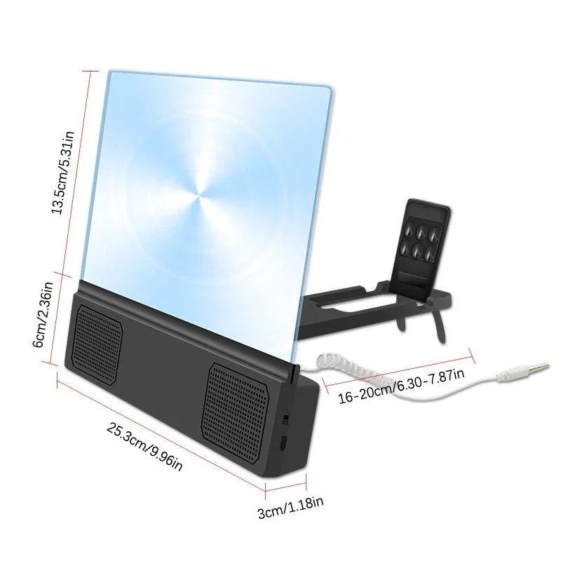 3D Screen Amplifiers Mobile Phone Magnifier With Enlarged Speaker Video Amplifier Stand Magnifying Folding Desk Audio Anti-BlueB