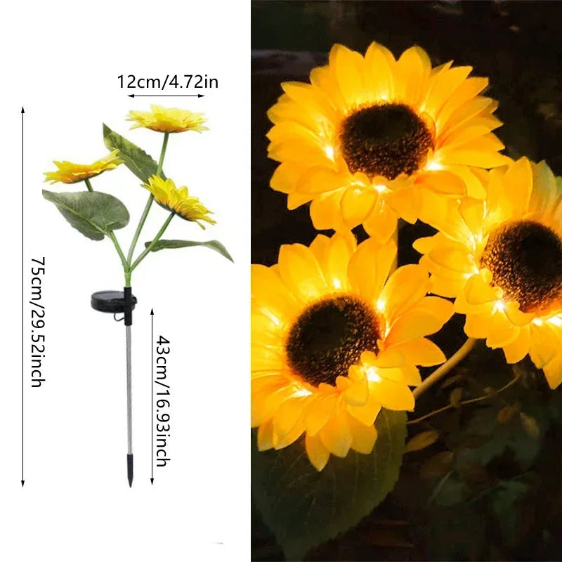 LED Solar Sunflower Outdoor Lawn Light Garden Yard Lawn Night Lamp Landscape Garden Home 2025 Ramadan Wedding Decorations
