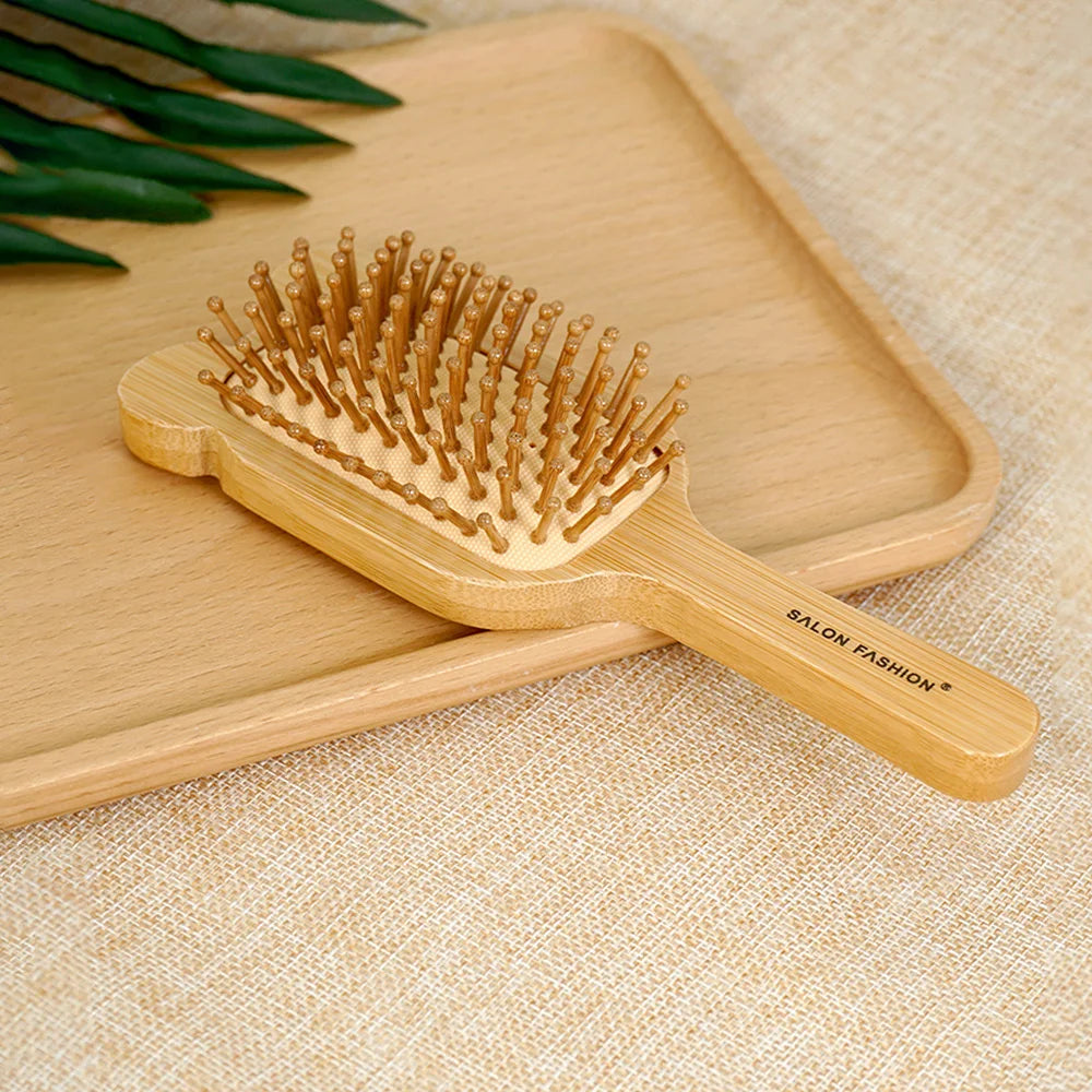 Bamboo Hair Brush Air Bag Wide Teeth Bamboo Combs Smooth Massage Scalp Brush Barber Comb Women Hairdressing Styling Hair Tools