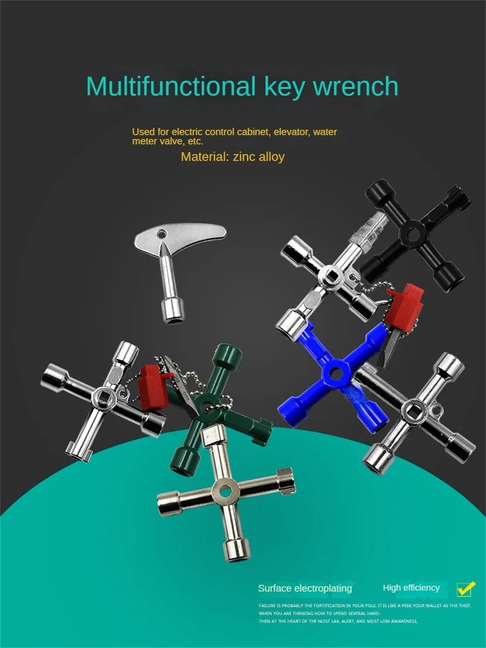 Aleekit 4 Way Universal Cross Triangle Wrench KEY Multifunction Cross Wrench High Quality Multifunction Repair Tools Hand Tools