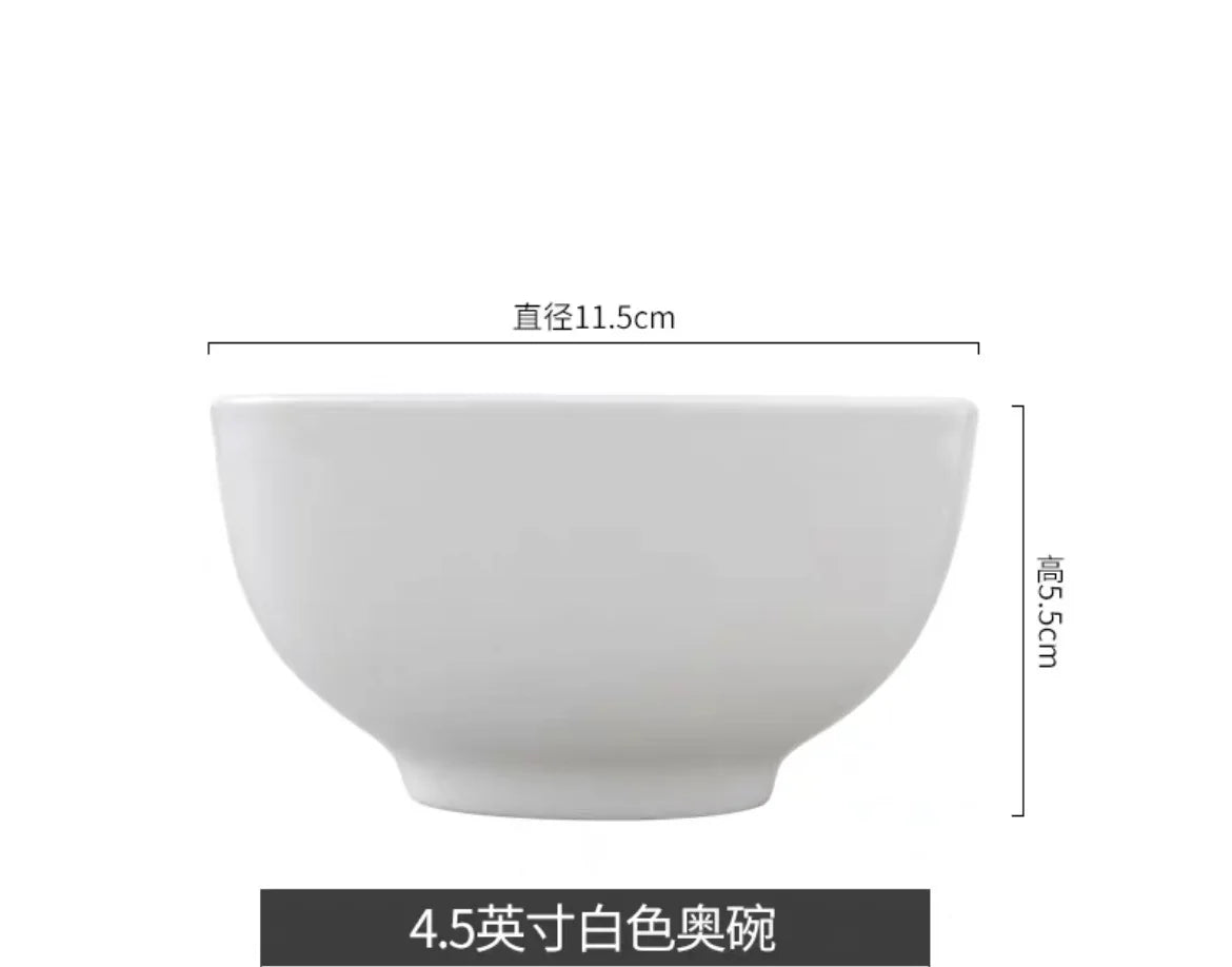 Tangshan Bone Porcelain Series Tableware, Various Type Bowls, Microwave Ovens, Household Hotels, Pure White Simple Rice Bowls