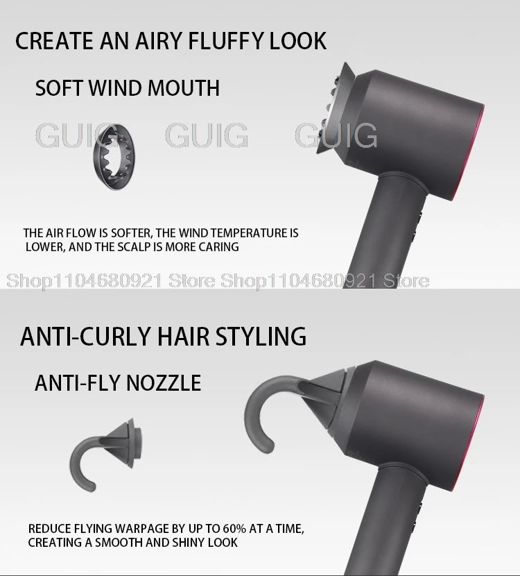 Leafless Hair Dryer New Professional With Flyaway Attachment Negative Ionic Premium Hair Dryers Multifunction Salon Style Tool