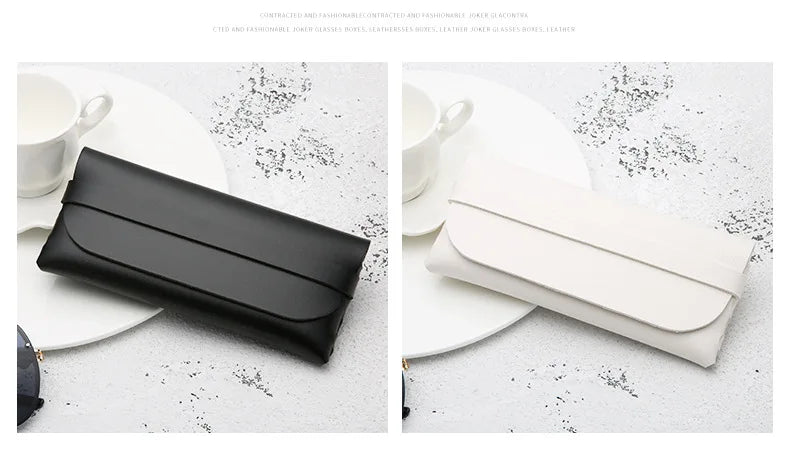 Black and White Soft and Stylish Leather Glasses Cases - Glasses Protection Bags, Travel Accessories for Men and Women - Stylish