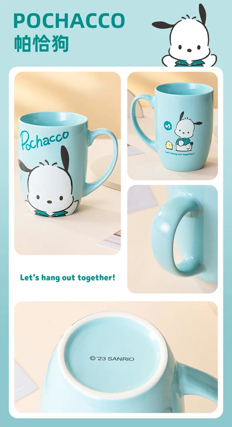 Miniso Sanrio Ceramic Mug Large Capacity 600ml Kuromi Cinnamoroll My Melody Coffee Milk Cup Couple Cup Drinkware Gifts