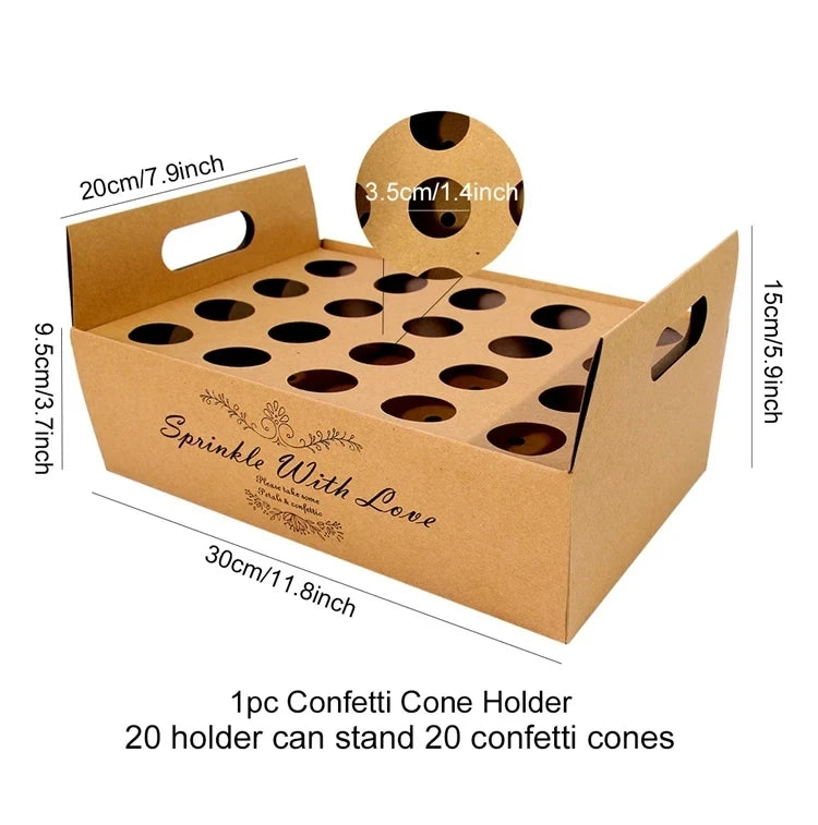 Wedding Confetti Cones Holder Stand Support for Wedding Cones Kraft Paper Wedding Decorations Supplies Confetti Tray Cone