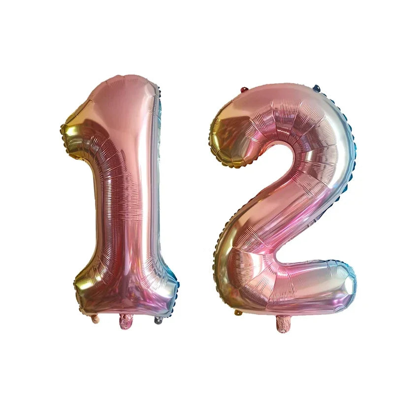 2Pcs 32 Inch Gold Silver Black Blue Red Helium Foil Number Balloon 10 11 12 13 14 15 Happy Birthday Party Decoration Supplies