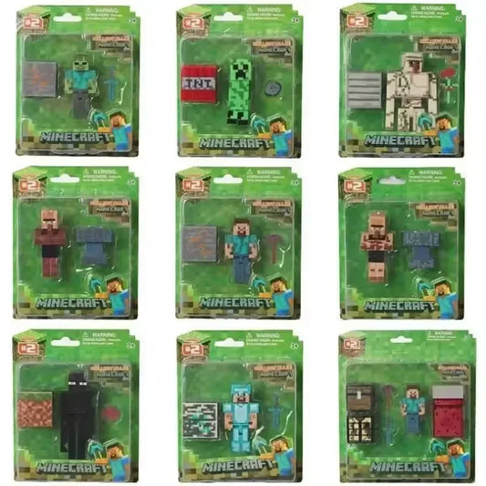 New Minecrafts Steve Alex Zombie Villager Action Figures Model Anime MC Game Puzzle Assembled Toy Doll Mini Weapon Kids Gifts