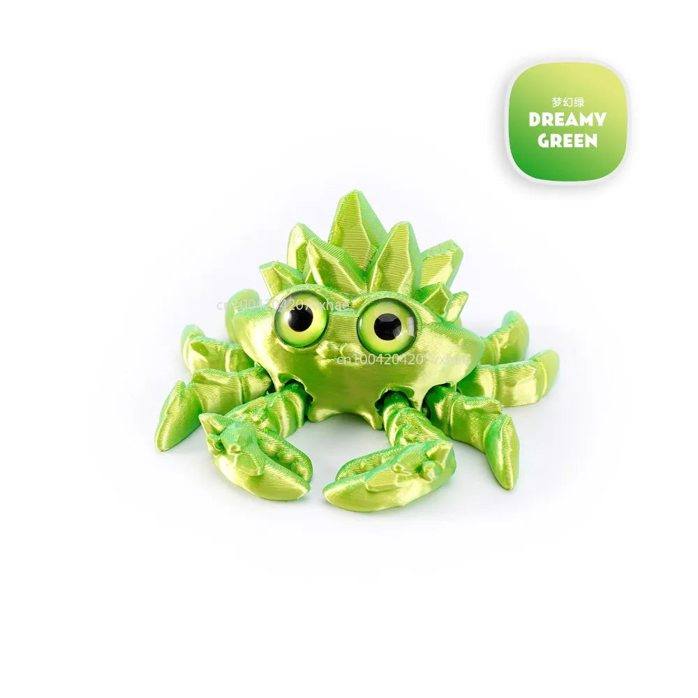 3D Printed Crystal Gems Crab Toys Joint Movable Model Novelty Animals Toy Anti-stress Figurine Miniature Desk Ornaments Birthday