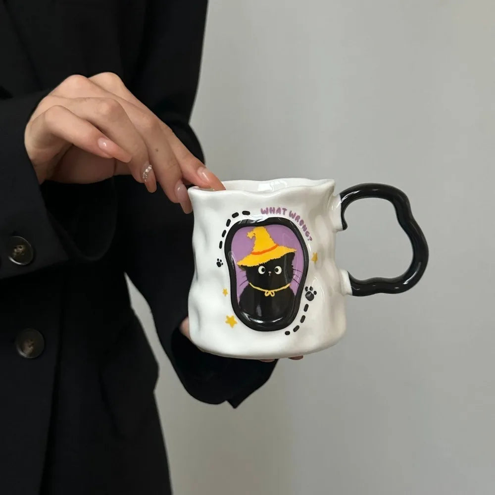 Irregular Cat Ceramic Mug, Birthday Gift Cup for Girlfriends and Girls, Creative Party Souvenir Gift Box Packaging Drinkware
