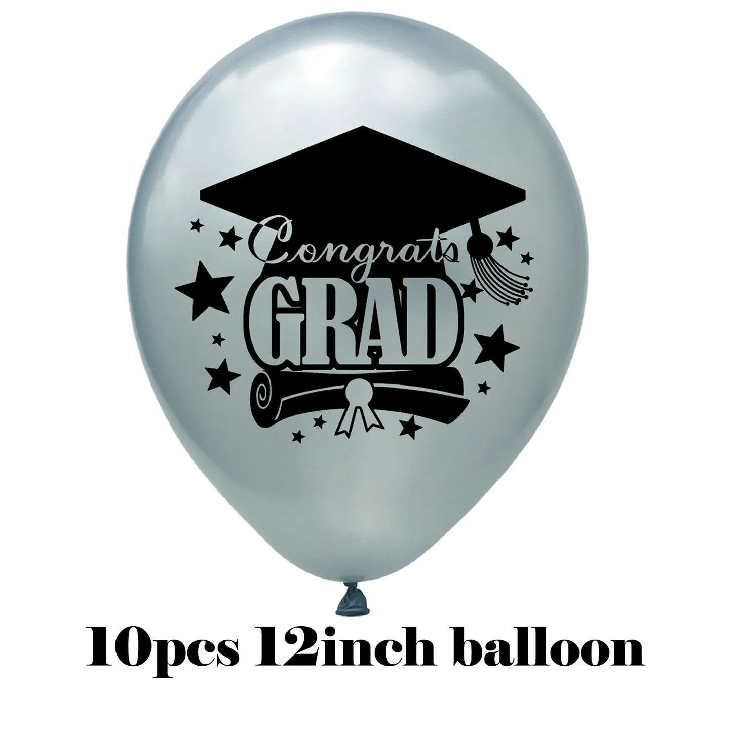 10pcs Congratulation Balloons Gold Black Latex Balloon with Confetti Graduation Party Decoration Supplies 2024 Grad Gift